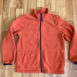 Place full zip fleece unisex jacket orange with blue heavyduty zipper